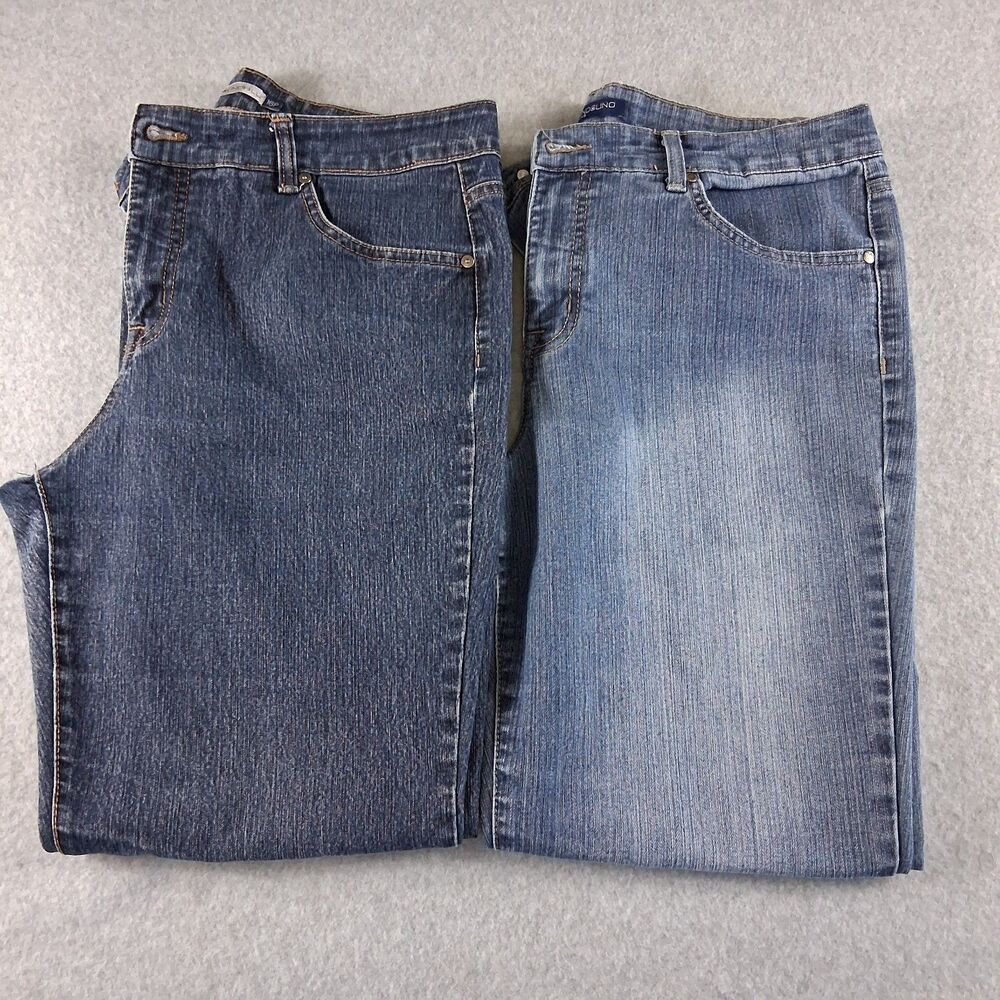 2 Pair Bandolino Mandie Jeans Womens 16P Petite 34x27 Straight High Rise